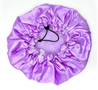 purple satin shower cap for curly hair